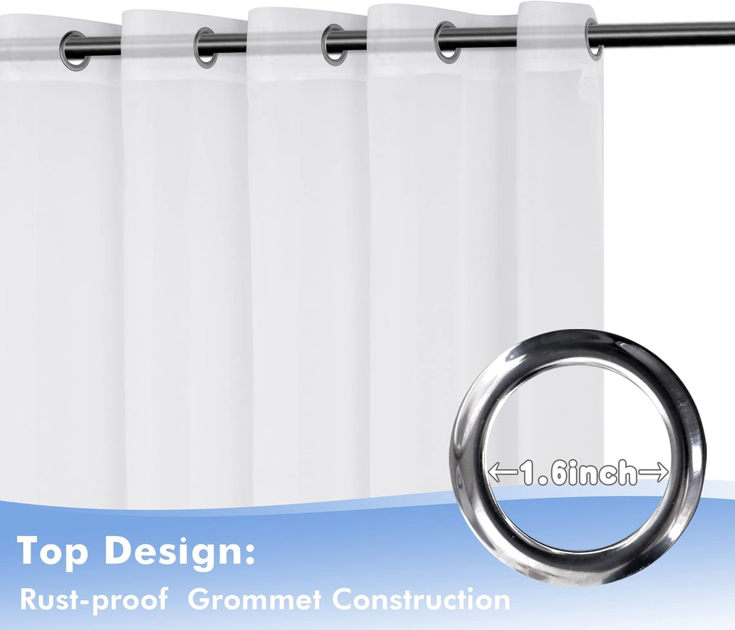 HolidayIdeas White Outdoor Sheer Curtains for Patio Waterproof, 2 Panels - 54 x 120 Inch - Light Filtering Voile Outside Curtains Grommet Drapes for Front Porch, Gazebo, Pergola, Backyard