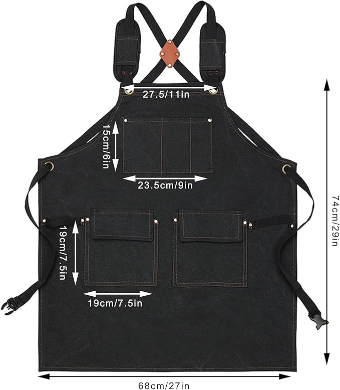 DILLMAN Woodworking Apron for Men Shop Apron Thick Canvas Work Apron with Tool Pockets