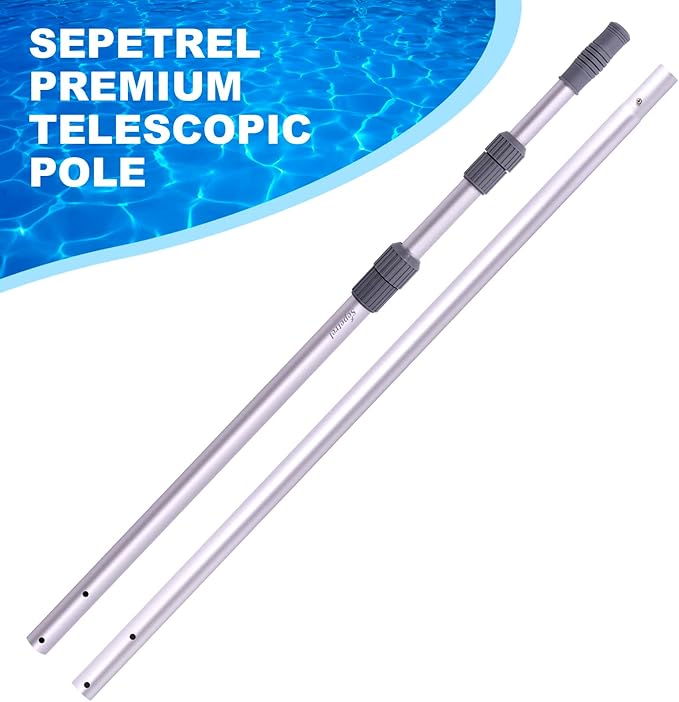 Sepetrel Pool Pole - Professional 12 Foot Telescoping Swimming Pool Cleaning Poles,Adjustable Telescopic Pole,for Skimmer Net,Brush,Vacuum Head