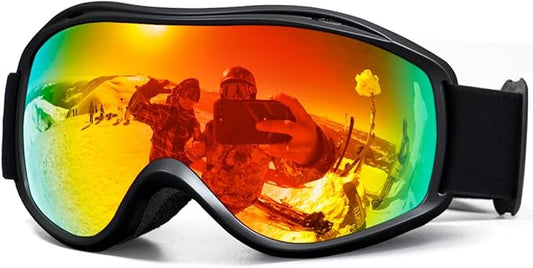 AVV Ski Goggles UV Protection, Anti-Fog Snowboard Snow Goggles OTG for Men Women Adults & Youths