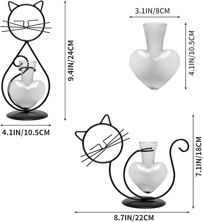 Plant Terrarium Plants Propagation Station Cat Lover Gifts for Women Home Office Decor Cat Desk Accessories