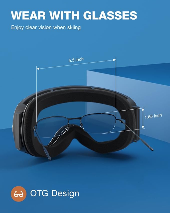 ZIONOR X Ski Goggles - OTG Snowboard Goggles Detachable Lens for Men Women Adult