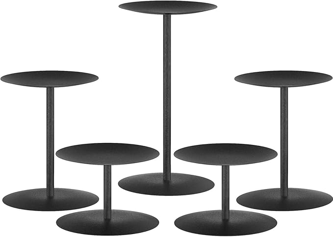 Smtyle Candle Holders for Pillar Candles - Matte Black Christmas Decorations Indoor, Perfect Centerpieces for Tables, Elegant Gift for Home Decorator & Minimalist