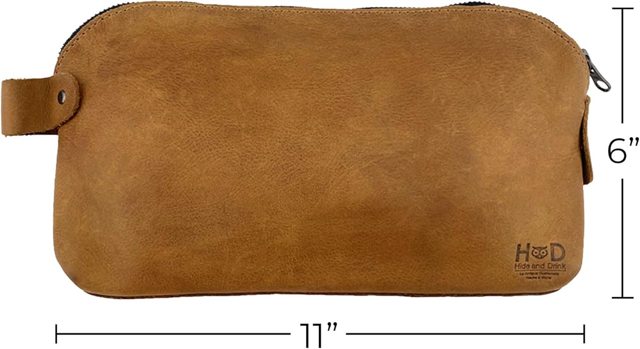 Hide & Drink, Large Rustic All Purpose Utility Bag for Cords & Chargers, Travel Bag, Multi-Purpose Bag, Full Grain Leather