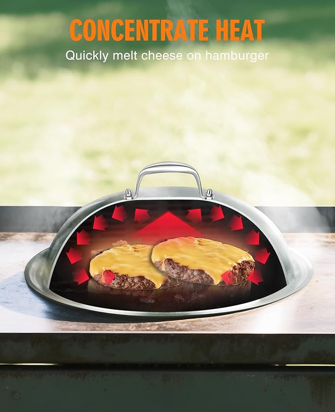 homenote Griddle Accessories for Blackstone, Commercial Grade 12 Inch Heavy Duty Melting Dome with Round Stainless Steel Smash Burger Press Perfect for Flat Top Hibachi Grill Outdoor Indoor