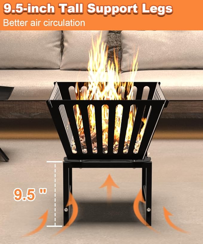 Outdoor Fire Pit — 17 Inch Portable with Storage Bag for Camping, Patio Heating, Picnic and BBQ, Trapezoid Vertical Hollow, Black