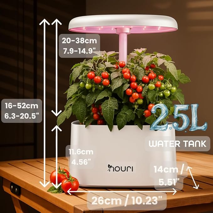 Nouri 5 Pod Smart APP Garden for Home Cooks with Heirloom Basil | Hydroponics Growing System Kit | LED Grow Lights | Indoor Gardening System | Herb Garden Planter Indoor Kit | Gifts for Women & Men