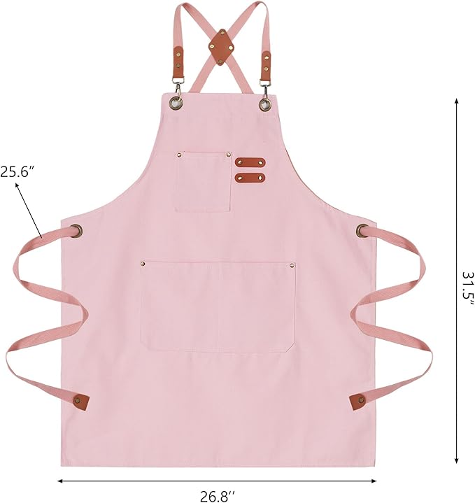 Chef Aprons for Men Canvas Apron with Large Pockets and Adjustable Neck Strap for Cooking,BBQ, Gardening