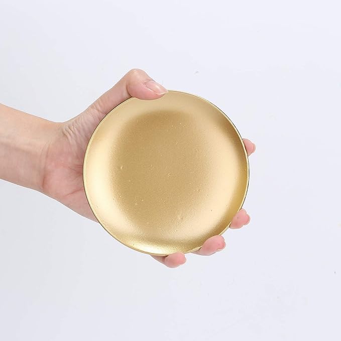 Iron Plate Candle Holder, Gold, Decorative Iron Pillar Candle Holder, Set of 3,Candle Stand for Wax Candles