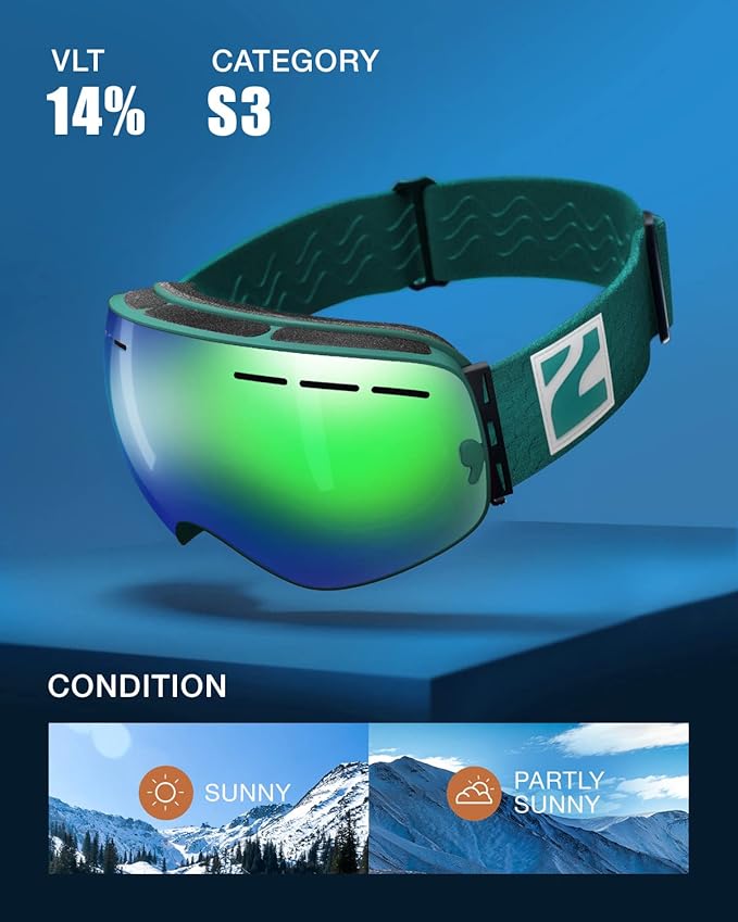 ZIONOR X Ski Goggles - OTG Snowboard Goggles Detachable Lens for Men Women Adult