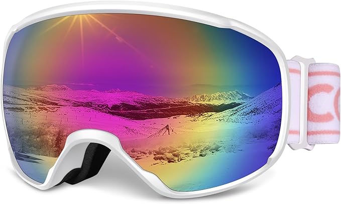 COOLOO Ski Goggles, OTG Snow Goggles for Adult Men Women Youth, Snowboard Goggles Over Glasses, Anti-fog, UV Protection