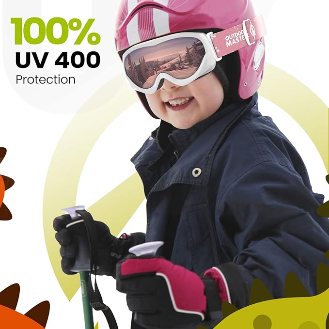 OutdoorMaster Kids Ski Goggles - Helmet Compatible Snow Goggles for Boys & Girls with 100% UV Protection