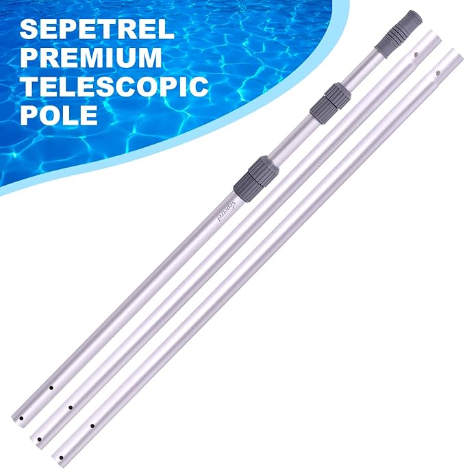 Sepetrel Pool Pole - Professional 15 Foot Telescoping Swimming Pool Cleaning Poles,Adjustable Telescopic Pole,for Skimmer Net,Brush,Vacuum Head