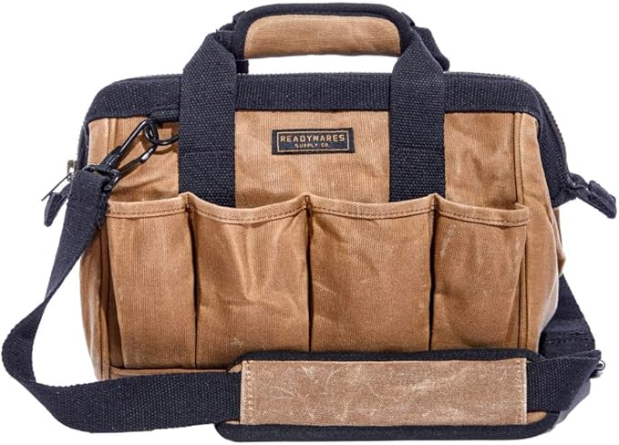 Readywares Tool Bag, Heavy Duty Waxed Canvas Bag for Gear, Tools, Supplies and Equipment (12", Tan)