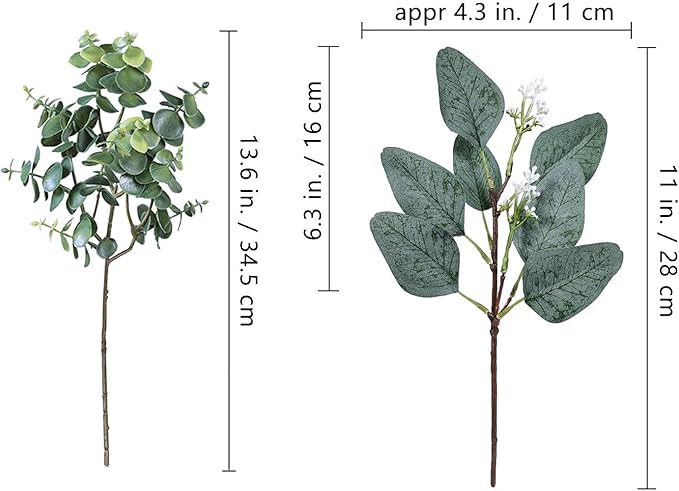 Mixed Eucalyptus Leaves Stems Bulk Artificial Eucalyptus Leaves Sprays Faux Oval Eucalyptus Leaves with White Seeds Stems for Floral Wreath Garland Bouquets Arrangement Wedding Greenery Decoration…