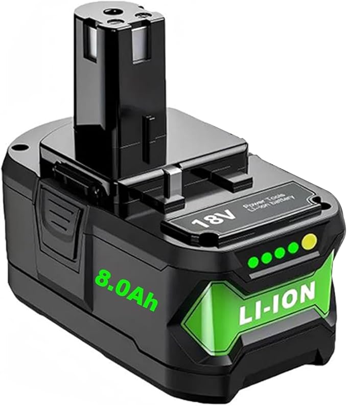 Upgrade 8000mAh High Capacity Replacement for Ryobi 18V Battery P108 P104 P105 P102 P103 P122 P109 Li-ION Compatible with Ryobi 18V ONE+ System Cordless Power Tools and Charger,1Pack