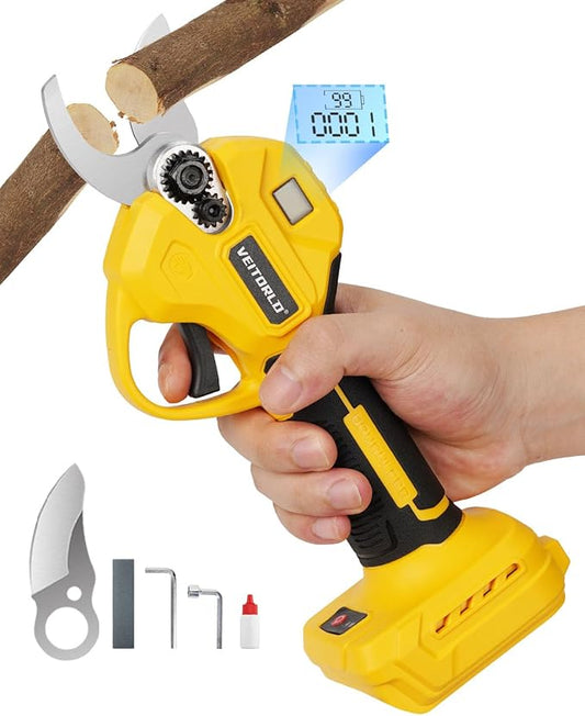 Brushless Electric Pruning Shears for DeWalt 20V Battery, Portable Cordless Branch Cutter Tree Trimmer with LCD Display＆Replaceable Blade, 30mm 1.2'' Cutting Diameter for Gardening Tree (NO BATTERY)