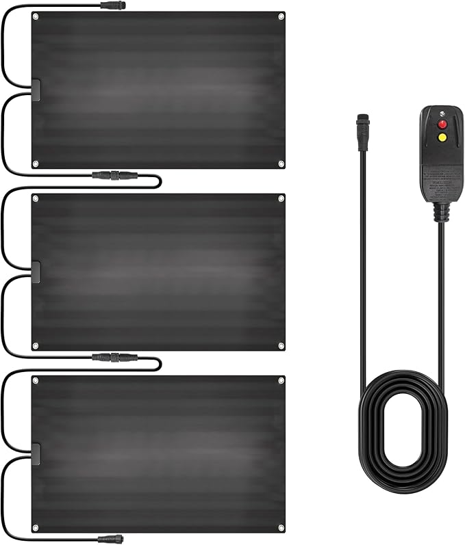 Graphene Snow Melting Mats for Stairs,Non-Slip Rubber Heated Walkway Mat,Fast Ice Melt 3 in/h,Safe & Energy Saving with Extended 50cm Cord,20"x30" with 1 Plug 3pcs