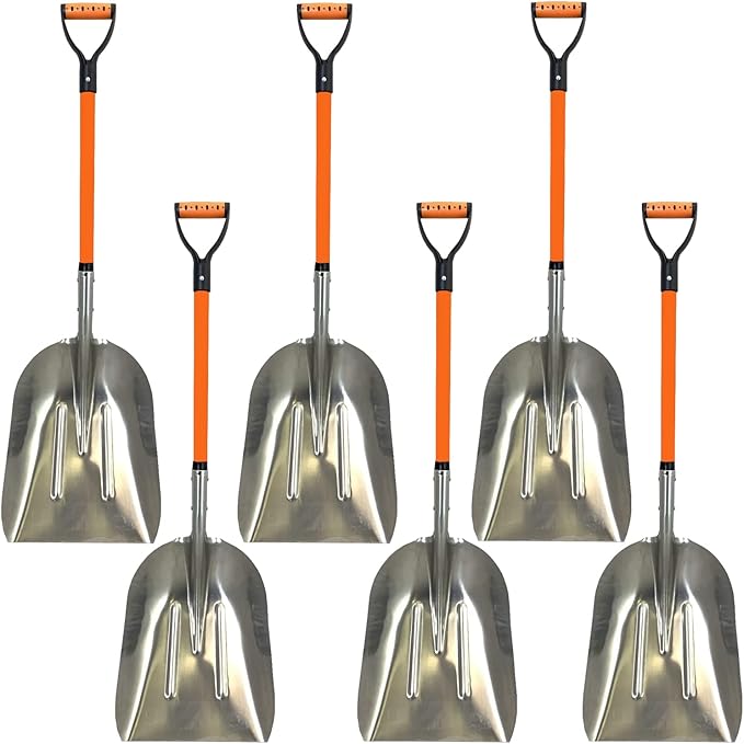 Ashman Aluminium 48 inch Snow Shovel with Large Head and Durable Handle. (Scoop Shovel, 1 Pack) (Scoop Shovel, 6 Pack)