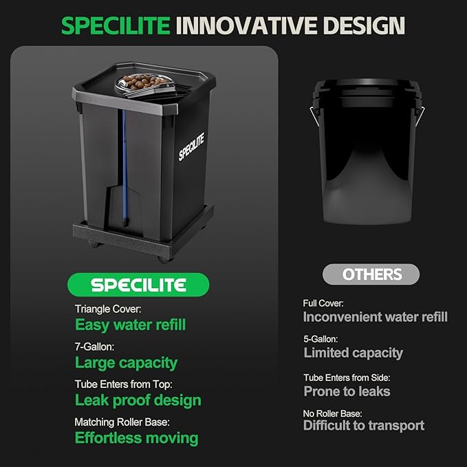 SPECILITE DWC Hydroponics Grow System with Top Drip Kit, 7 Gallon 2 Buckets Deep Water Culture Recirculating Drip Garden System with Plant Stand with Wheels, Air Pump, Air Stone, Air Hose