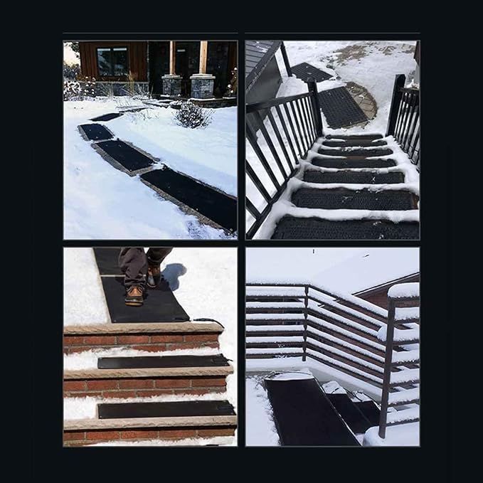 Heated Snow Melting Mats for Entrances - Outdoor Stairs- Non-Slip Winter Removal and Ice Melt Products -Heating Entrance