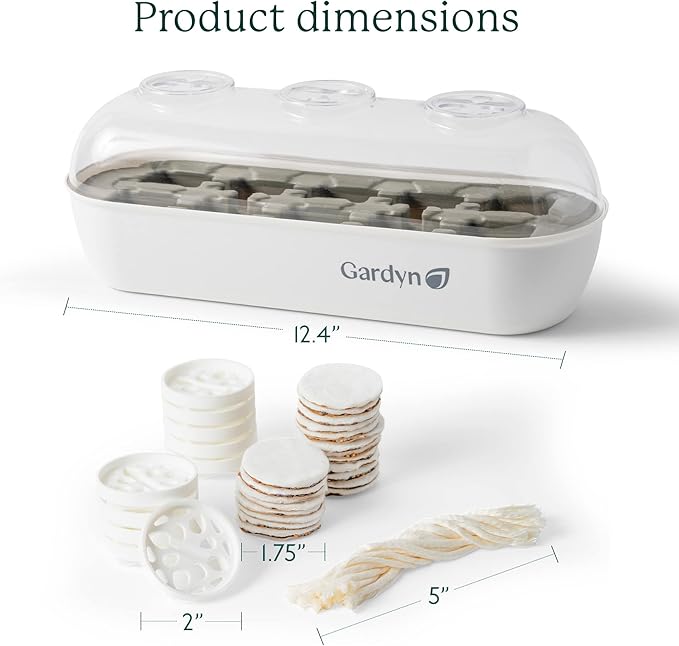 GARDYN Complete Microgreens Growing Kit - Indoor Herb Garden - Indoor Hydroponics Growing System Kit Nursery Seed Starter Tray, 20 Seed Pads, Bamboo Wicks,10 Grow Plates