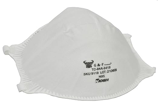 G & F Products 9119 N95 Particulate Respirator Dust Mask Two-Strap Cup Style Design, Lightweight with Cushioning Nose Foam, NIOSH Approved 20 Masks