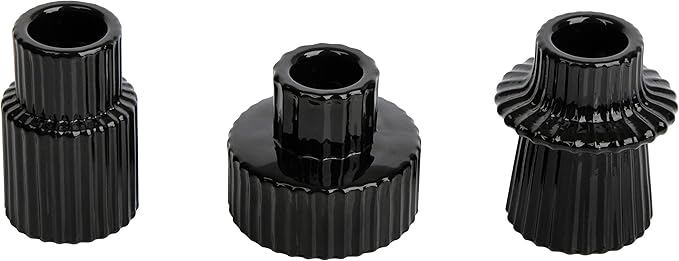 Vixdonos Taper Glass Candlestick Holders Tealight Candle Holders for Table Centerpieces, Wedding Decor and Dinner Party (3 Pcs, Black)