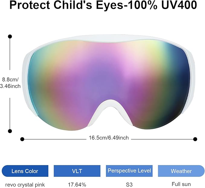 OTG Kids Ski Goggles Kids Snowboard Goggles for Boys Girls Toddler Youth Kid Snow Goggles Anti-Fog UV400 Protection