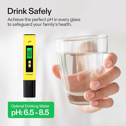 VIVOSUN Digital pH Meter, 0.01pH High Accuracy Pen Type pH Tester for Hydroponics, Household Drinking, Pool and Aquarium, Yellow, UL Certified