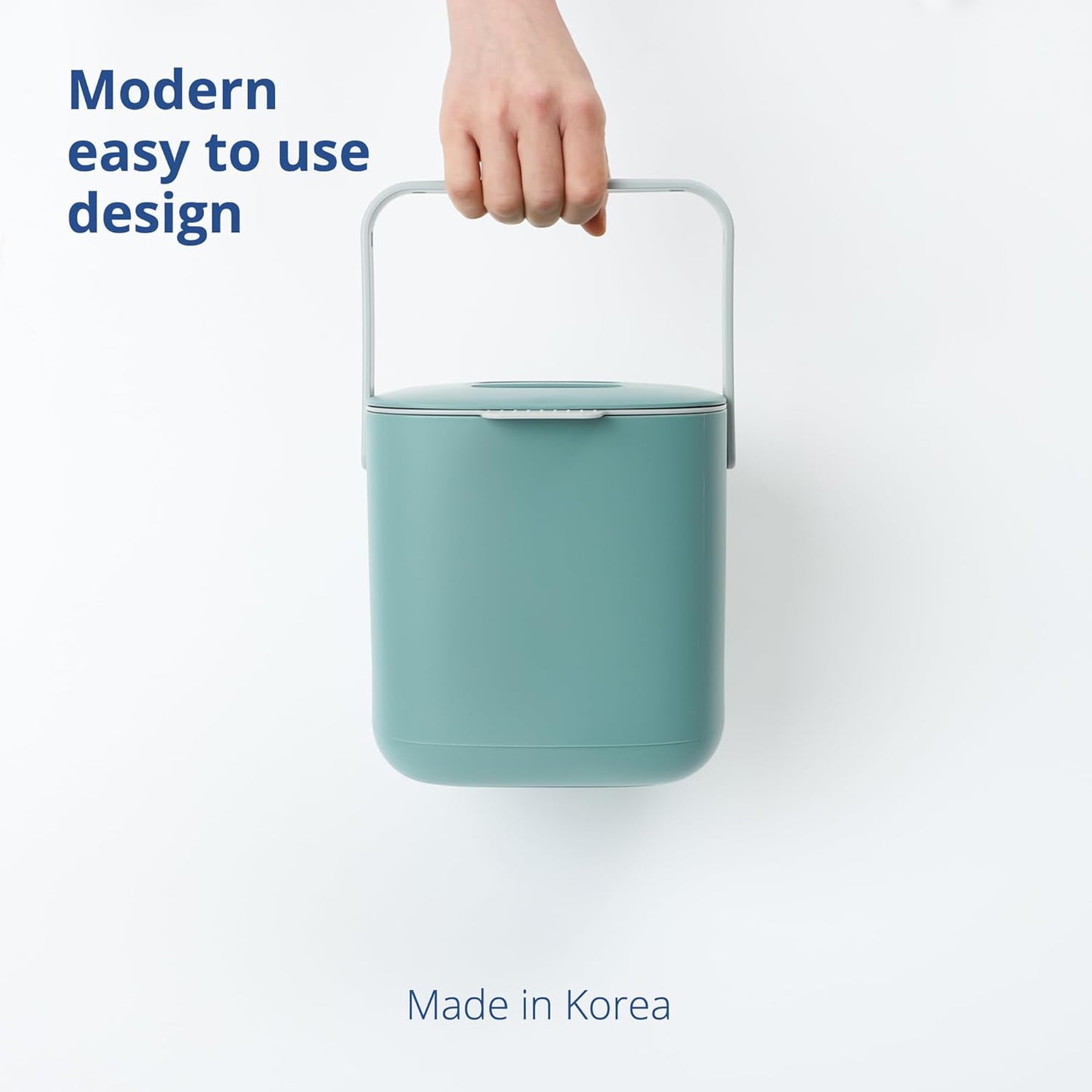 Blue Ginkgo Kitchen Compost Bin [2.6L / 0.69 GAL] – Filter-Free, Odor-Tight Countertop Food Waste Pail with Handle (Made in Korea, Green)