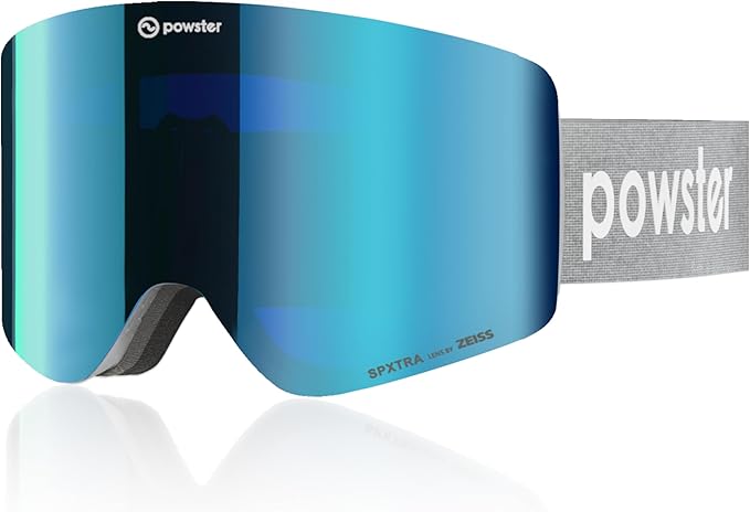 Powster Ski Goggles Snow OTG Snowboard Goggles Magnetic Interchangeable Lens Frameless UV Protection Anti-fog mobile Skating