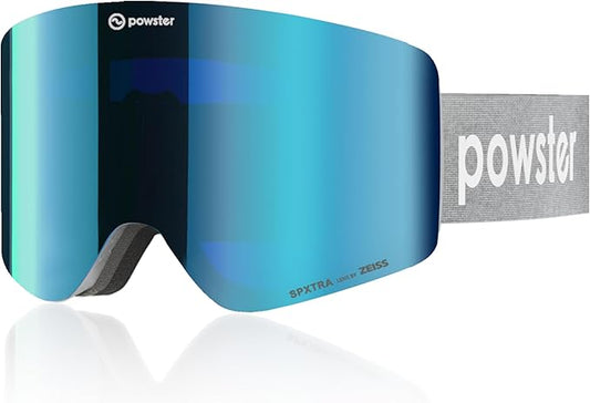 Powster Ski Goggles Snow OTG Snowboard Goggles Magnetic Interchangeable Lens Frameless UV Protection Anti-fog mobile Skating