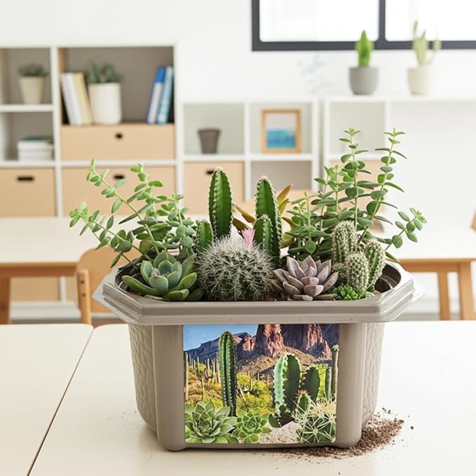 Cactus Succulent Desert Dome Seed Starter Kit - Indoor Desert Starter Kit - Includes Potting Soil, Terrarium, Over A Dozen Desert Plant Seed Packets - DIY Kitchen Grow Kit