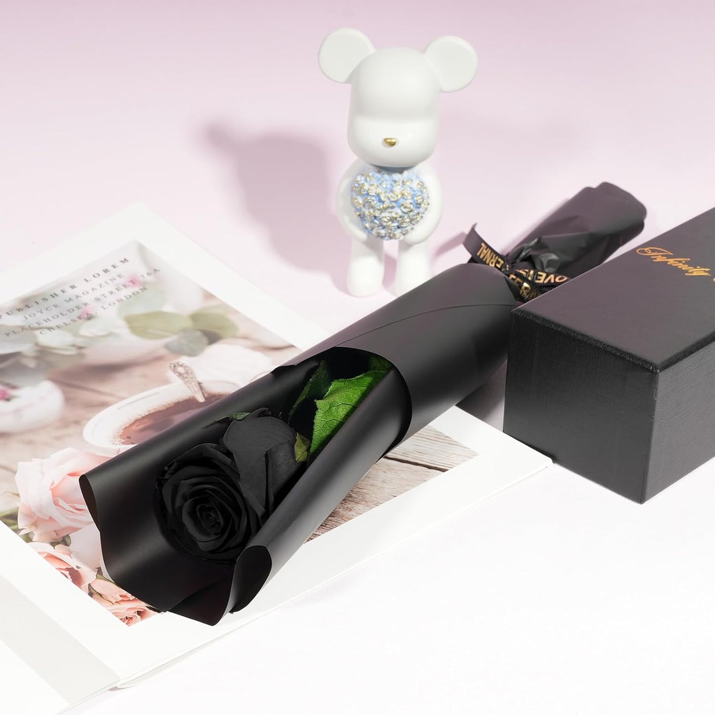 Yamonic Preserved Flowers Rose Gifts for Women Mom, Mothers Day Rose Gifts for Mom, Forever Real Flower Birthday Mom Gifts for Her, Women, Grandma,Girlfriend,Wife Gifts for Anniversary Wedding(Black)