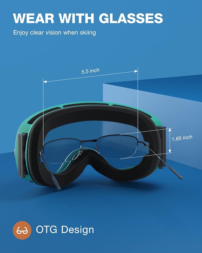 ZIONOR X Ski Goggles - OTG Snowboard Goggles Detachable Lens for Men Women Adult