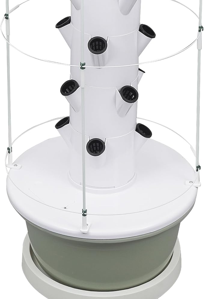 Hydroponic Growing Tower with Climbing Trellis, 30L Water Tank & Automatic Timer, Indoor Outdoor Vertical Garden System for Vegetables Herbs Strawberries (Light Green - 36 Holes)