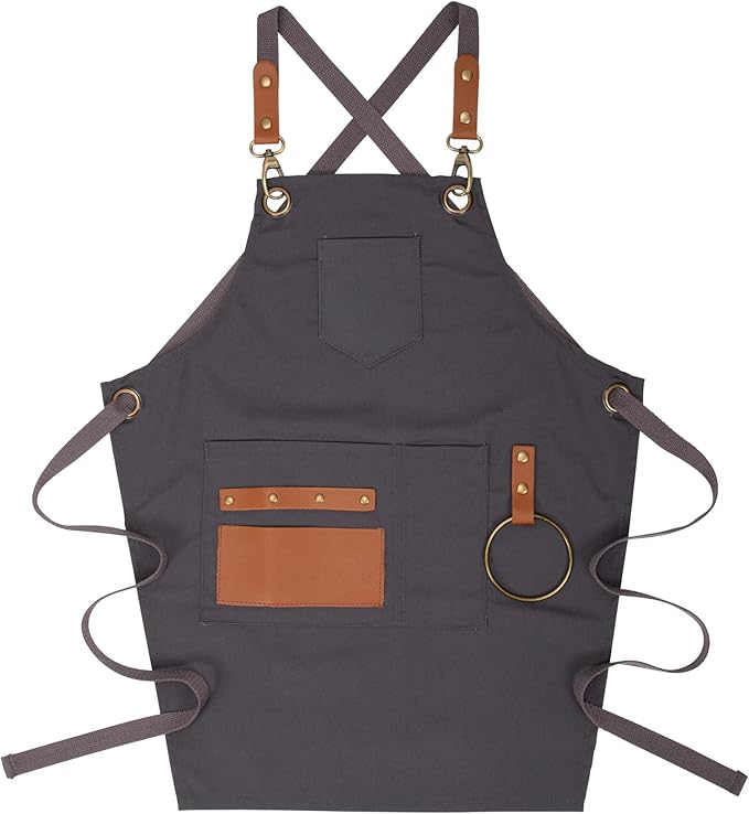 NEOVIVA Heavy Duty Work Apron for Kid Boys with Pockets and Adjustable Cross-back Straps