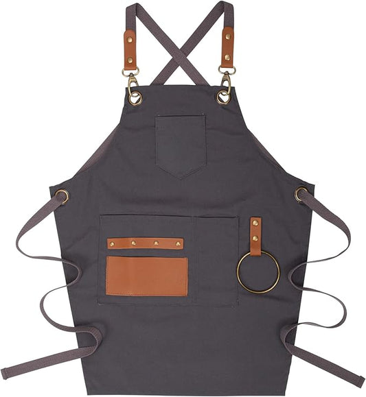 NEOVIVA Heavy Duty Work Apron for Kid Boys with Pockets and Adjustable Cross-back Straps