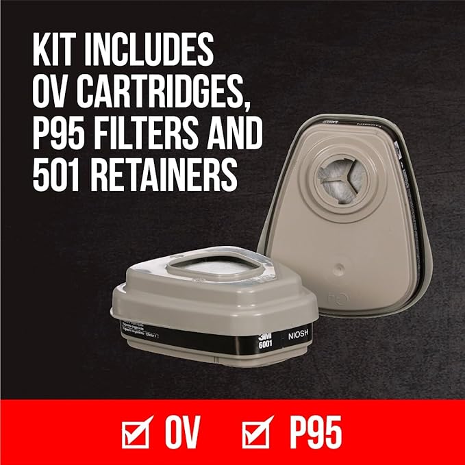 3M P95/OV Paint Project Quick Latch Reusable Respirator 6502QL, Medium Size, NIOSH-APPROVED Organic Vapor Cartridge & P95 Rated Filters, With 3M Cool Flow Valve & Quick Latch System (6502QLPA1-A-PS)