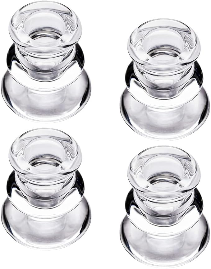 Clear Glass Candlestick Holders, Set of 4 Taper Candle Holders for Wedding, Decoration and Dinning