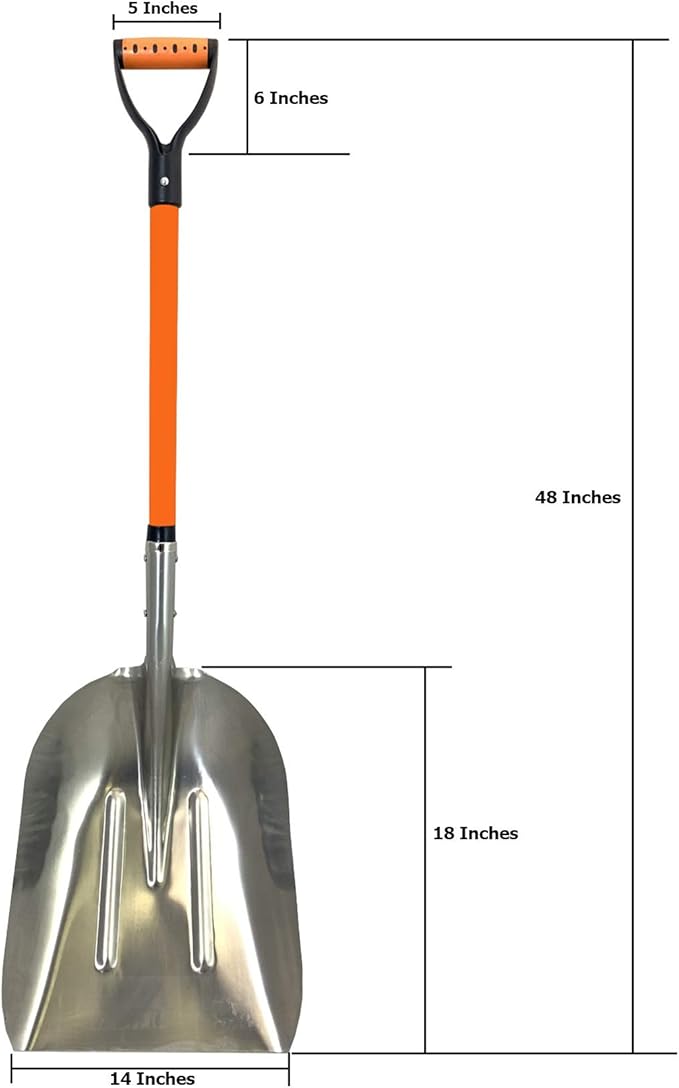 Ashman Aluminium 48 inch Snow Shovel with Large Head and Durable Handle. (Scoop Shovel, 1 Pack) (Scoop Shovel, 6 Pack)