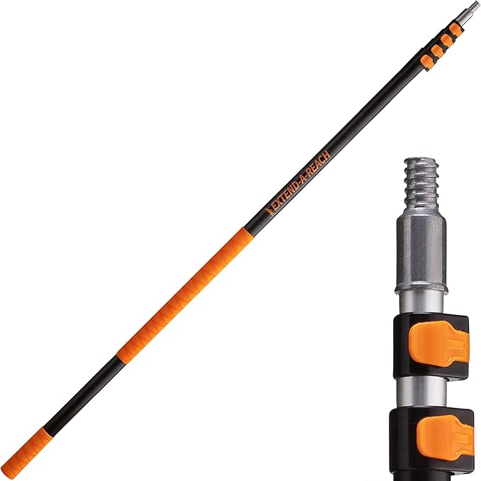 5-18 ft Long Telescopic Extension Pole // Multi-purpose Extendable Pole with Universal Twist-on Metal Tip // Lightweight and Sturdy // Best Telescoping Pole for Painting, Dusting and Window Cleaning