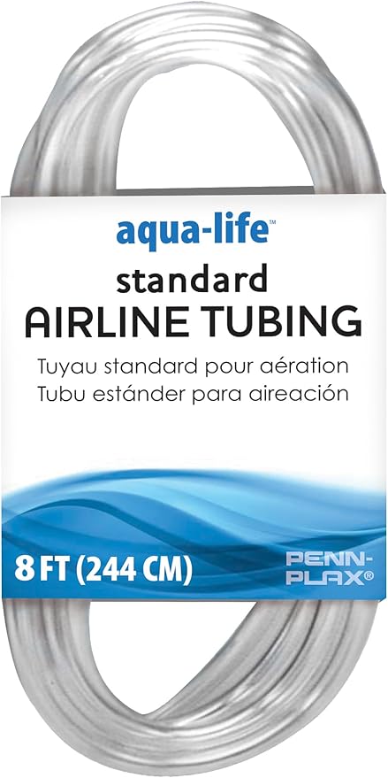 PENN-PLAX Standard Airline Tubing for Aquariums – Clear and Flexible – Resists Kinking – Safe for Freshwater and Saltwater Fish Tanks – 8 Feet