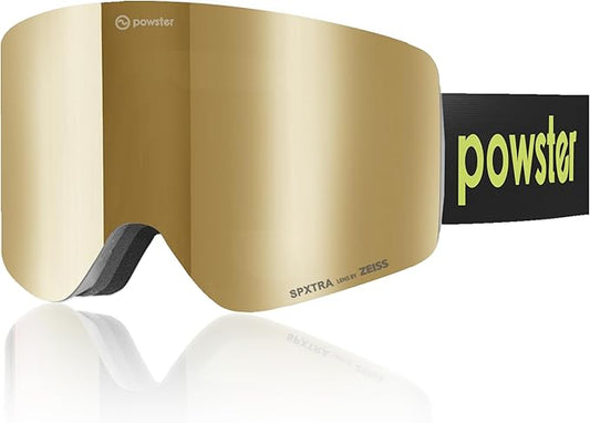 Powster Ski Goggles Snow OTG Snowboard Goggles Magnetic Interchangeable Lens Frameless UV Protection Anti-fog mobile Skating