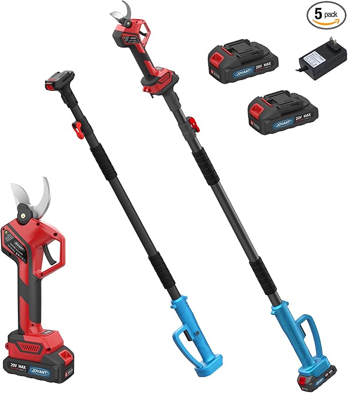 Electric Pole Pruning Shears with Reach Up to 13-Feet Pole and Portable Bag.1.1Inch(28mm) Pole Pruning Shears for Tree Trimming, Cordless Pole Tree Trimmer (Included 2Pcs 2.0Ah Battery)