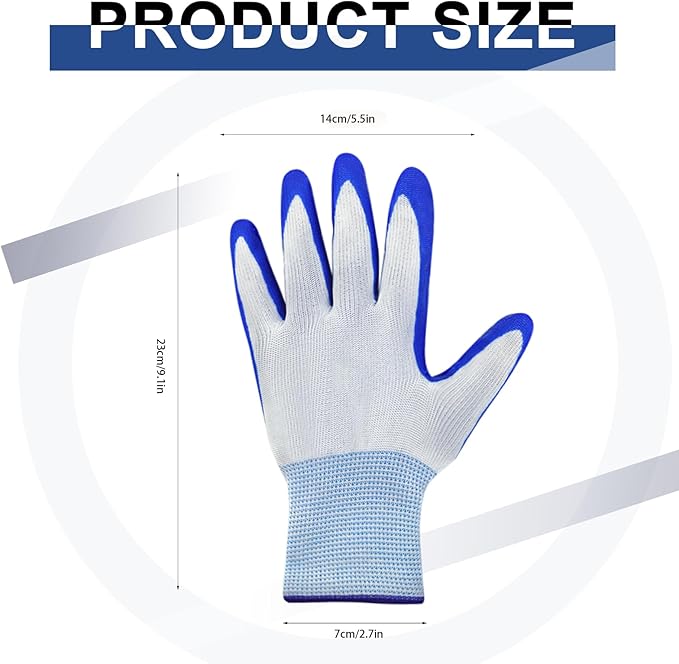 144 Pairs Gardening Work Gloves Bulk for Men Women, Breathable Rubber Coated Garden Gloves for Construction, 9.1 Inch