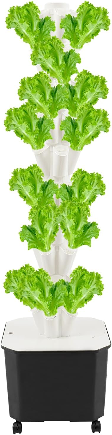 Hydroponics Growing System, 50-Plants Indoor Hydroponic Tower with Pump System, Plants Germination Kit with Wheels, Vertical Hydroponic System for Gardening Lover