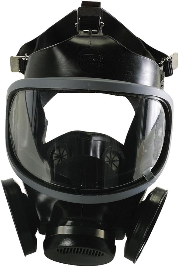 MSA 471286 Comfo Ultra-Twin Series Full-Facepiece Respirator - Size: Medium, Harness Style: Hycar, Twin-Port, Reusable Gas Mask, Comfo Cartridge Compatible