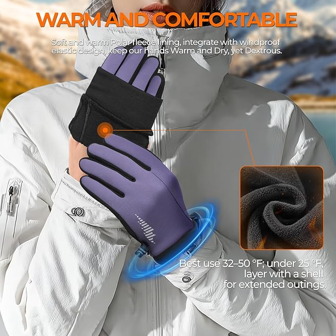 rivmount Winter Gloves Women Men, Cold Weather Touch Screen Liner Glove, Windproof 3-Layers, for Running, Cycling, Biking, Hiking, Driving